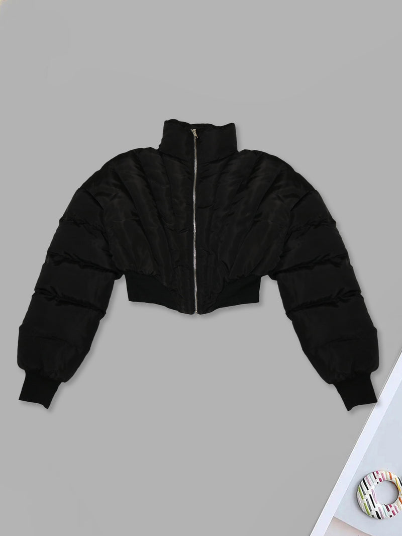Black Short Down Cotton Jacket SH 391141