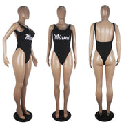 Sexy Letter Print Backless One Piece Swimsuit SHD 9277