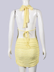 Halterneck Backless Tank Top Two Piece Skirt Set GNZD 11906DBM