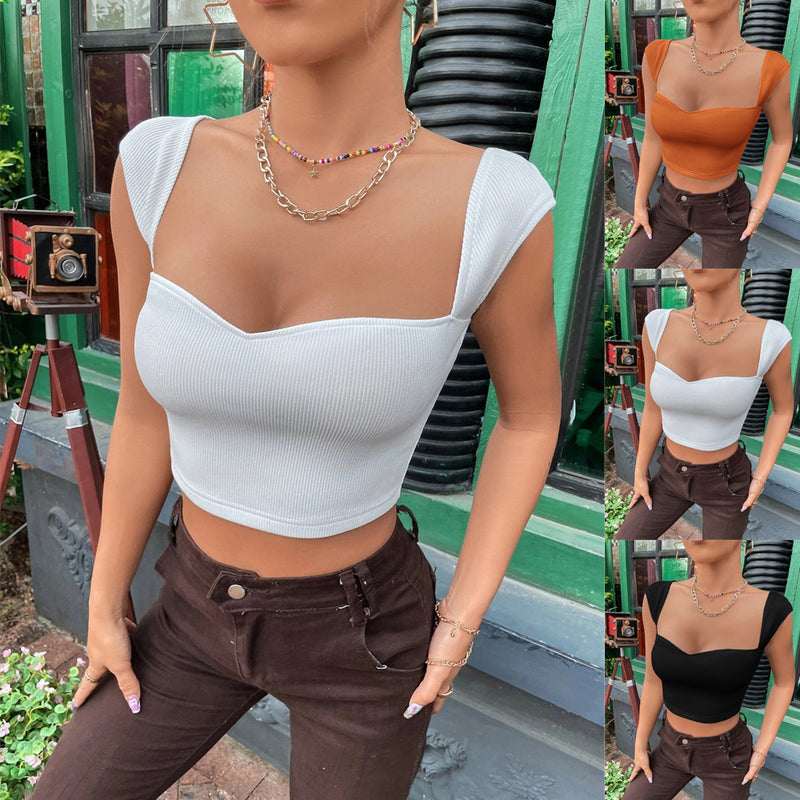 Square Neck Ultra Short Sleeveless Tank Top GYSQ CVCD0810