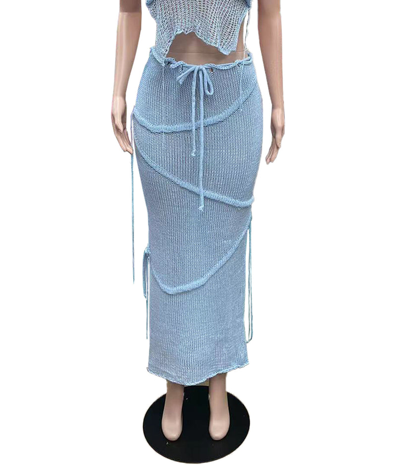 Sexy Tassel Solid Knits Skirt QXTF 8173