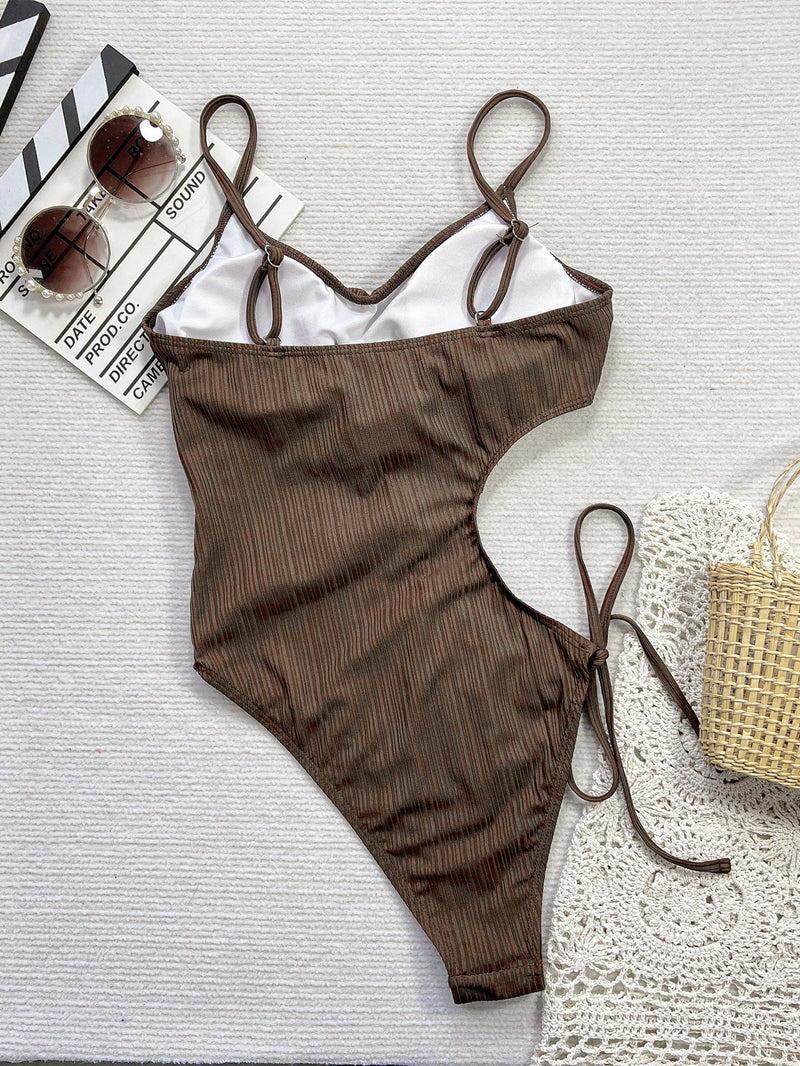 Solid Color Hollow Out One Piece Swimsuit CSYZ G106R