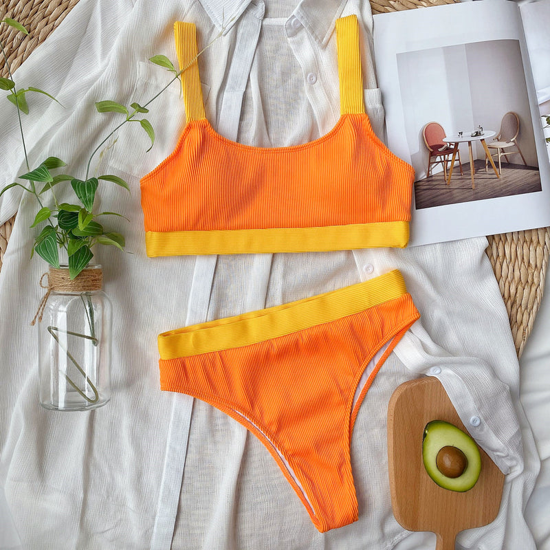 Color Block Sexy Swimsuit Tankini Two Piece Set CSYZ B169
