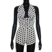 Backless Polka Dot Halterneck Romper GDSF D26RP106