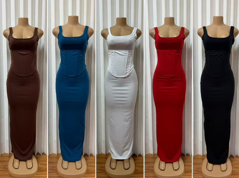Square Neck Sleeveless Maxi Dress GADE 11453