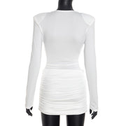 Long Sleeve Ruched Mini Dress GSZM C26DS312