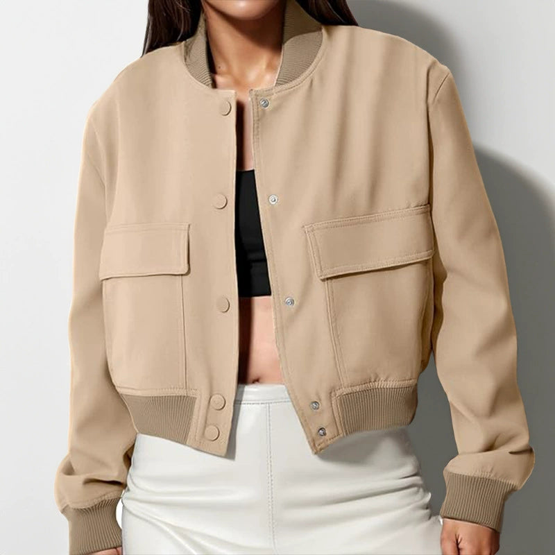 Plus Size Single Breasted Solid Color Long Sleeve Jacket GHHE 24594