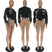 Casual Embroider Print Baseball Coats FOSF FA8369