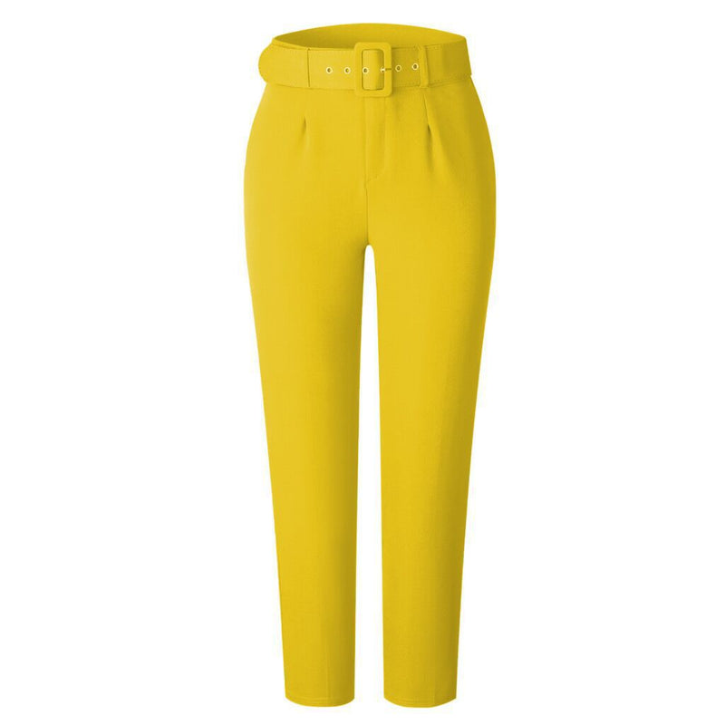 High Waist Belt Solid Suit Pants GATE P01A