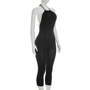 Halterneck Solid Color Backless Seventh Jumpsuit MXBF J26JP050