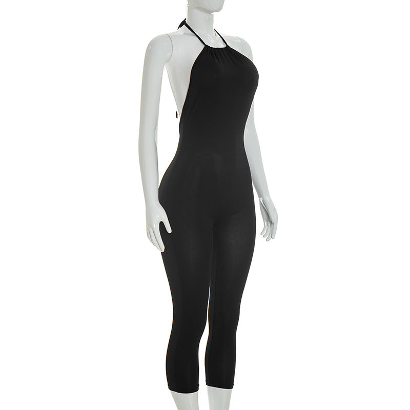 Halterneck Solid Color Backless Seventh Jumpsuit MXBF J26JP050