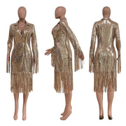 Solid Color Tassel Sequin Coats TR 1215