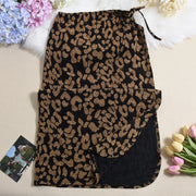 Leopard Print Drawstring Tie Up Split Skirt GNZD 51556DBD