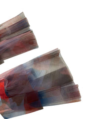 Contrast Color Printed Mesh Ruffle Flared Pants LSD 2115