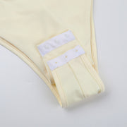 Pearls Hollow Out Solid One Piece Swimsuit FL XY25152MHO