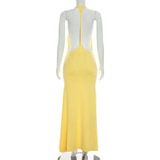 Solid Color Sleeveless Backless Maxi Dress GSZM C26DS258