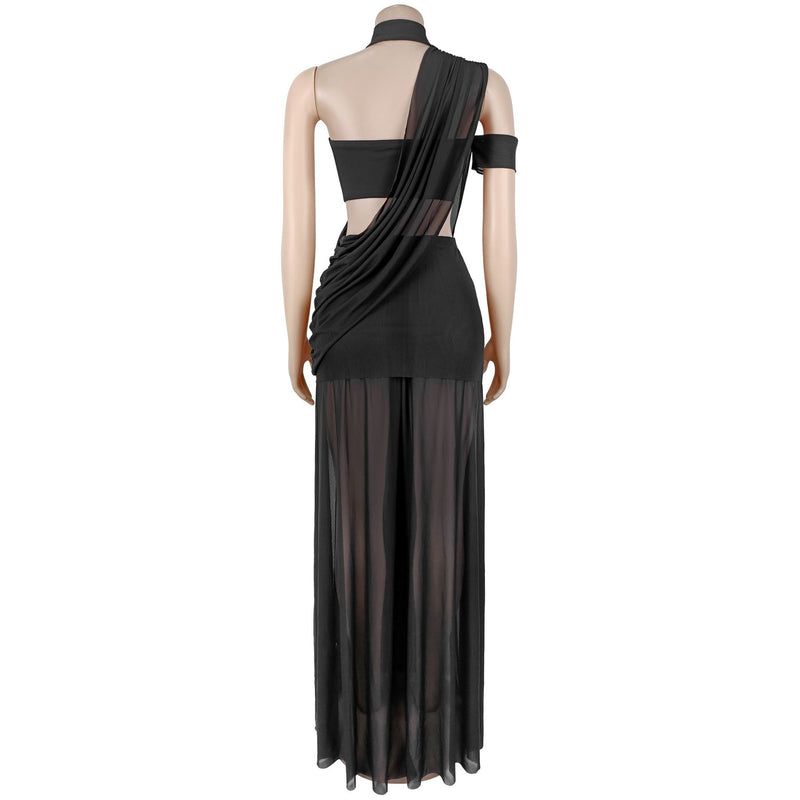 Mesh See Through Maxi Dress BY 7726