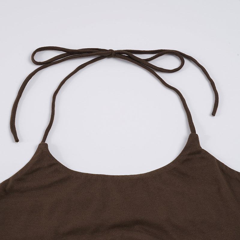 Solid Color Halterneck Sport Tank Top GPKJ MR44623