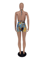 Plus Size Printed Two Piece Shorts Sets ZDF 31215