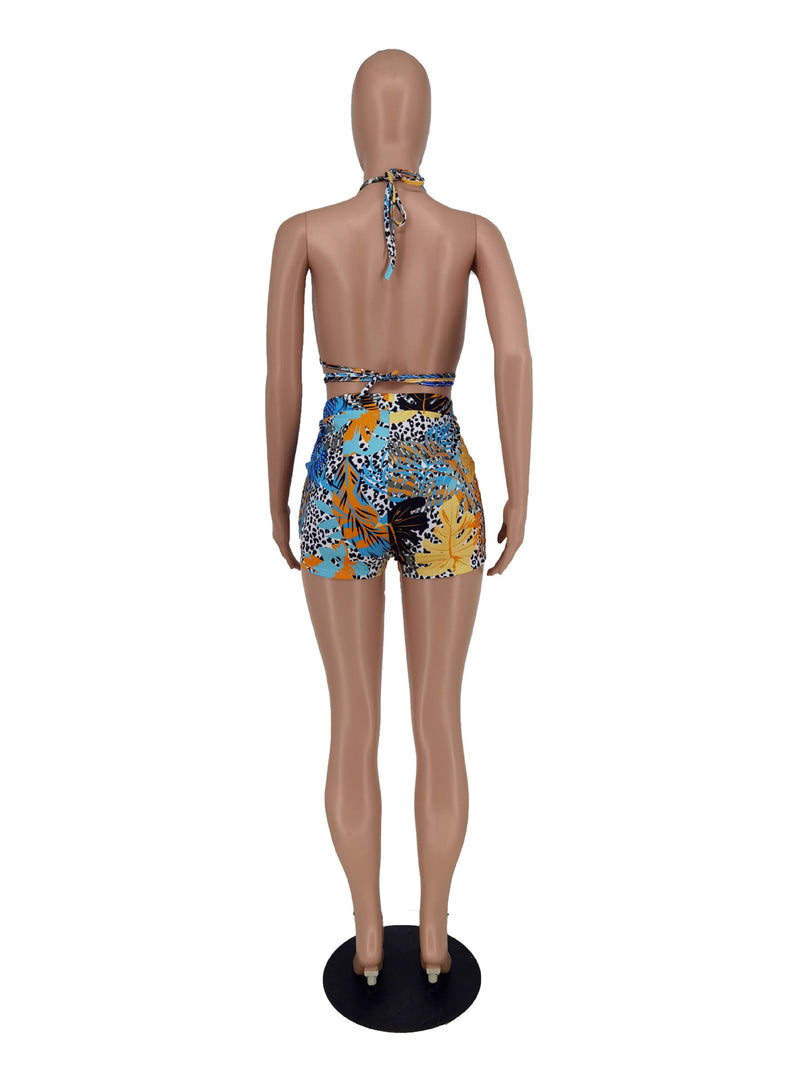 Plus Size Printed Two Piece Shorts Sets ZDF 31215