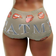 Letter Print Tight Short QYMF 3057