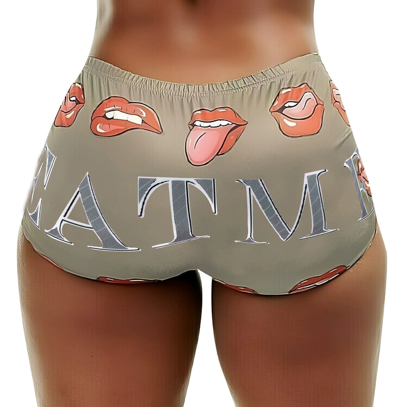 Letter Print Tight Short QYMF 3057