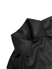 Lapel Button Warm Long Leather Coat LSD LD2271