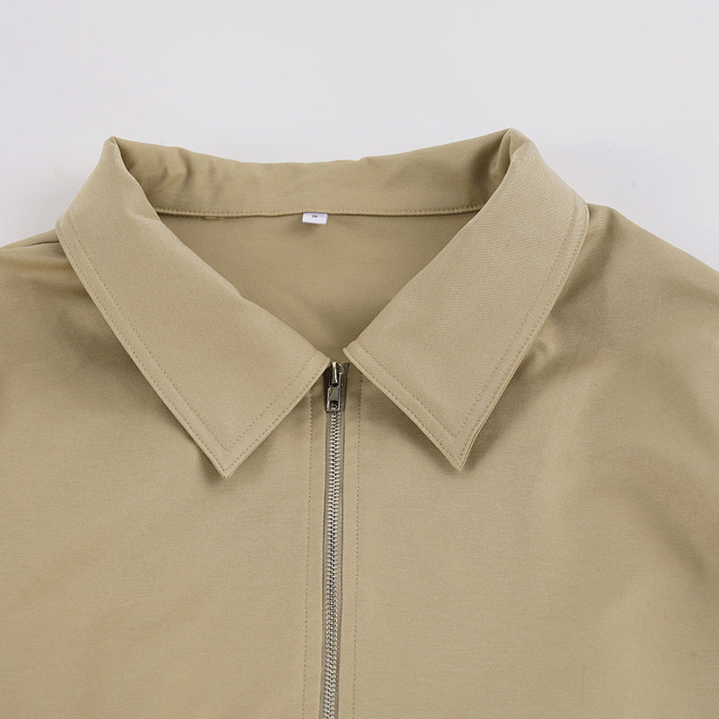 Lapel Neck Zipper Long Sleeve Jackets GPKJ MR51635