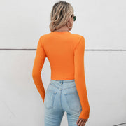 Long Sleeve Drawstring Pleated T Shirt GYSQ WCCG2820