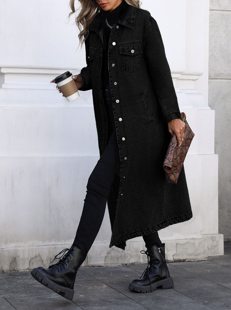 Long Sleeve Loose Denim Long Coats GYXN 20807