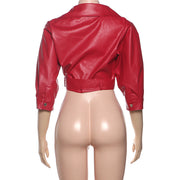 Solid Color Lapel Tie Up Short Coats GZJQ K25C84803
