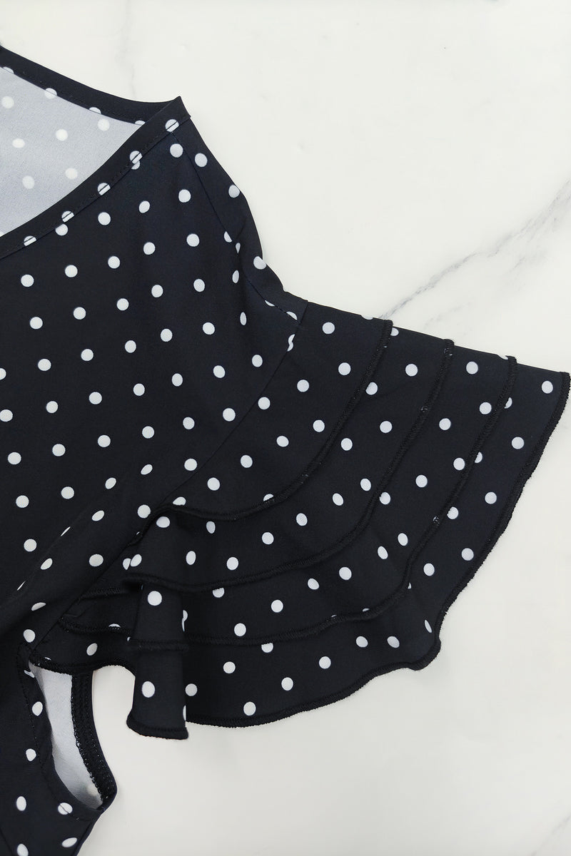 Polka Dot Printed V Neck Maxi Dress GYLY 10903