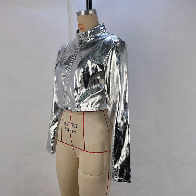 PU Leather Metallic Zipper Jacket GPBY 14622