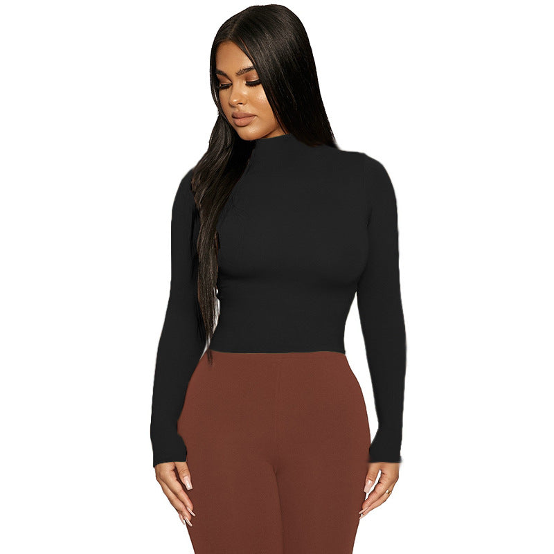 Half High Neck Long Sleeve Bottom Top GZJF 2591