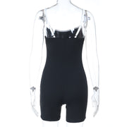 Contrast Color Backless Sling Romper FL 25442