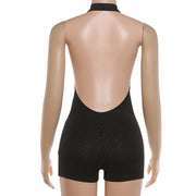 Halterneck Backless Solid Color Tight Romper XEF K6Q00878A