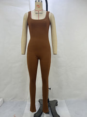 Solid Color Sleeveless Yoga Tight Jumpsuit GPBY 14472