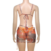 Sexy Mesh Tie Up Bikinis Three Piece Swimsuit XEF K25S67251