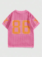 Print Mesh Sport Sweater Tops YWXS XS XSL44614