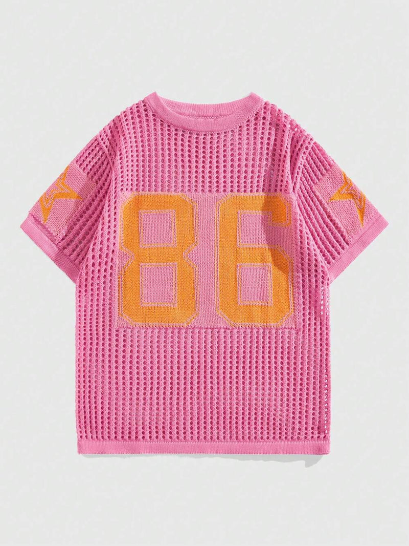 Print Mesh Sport Sweater Tops YWXS XS XSL44614
