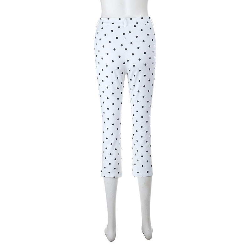 Polka Dots Print Sport Seventh Pants SUM JY26051PFO