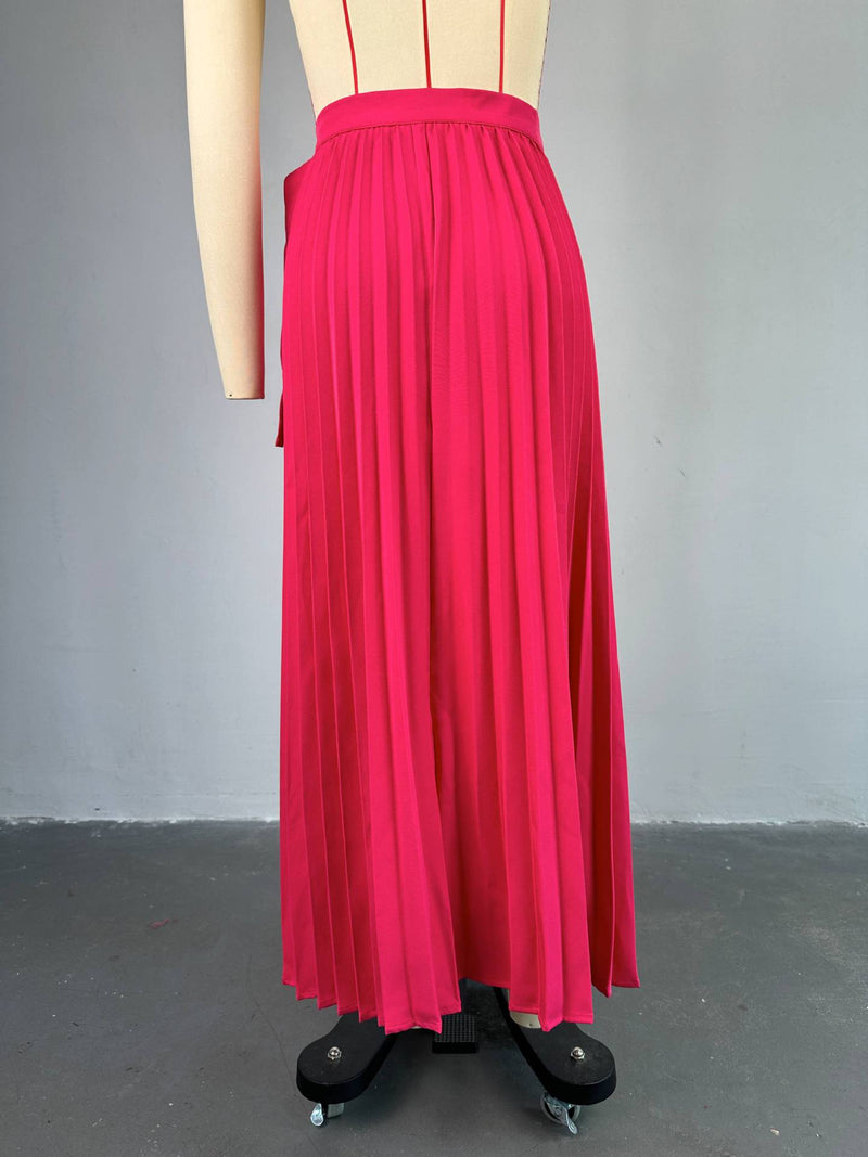 Tie Up Irregular Pleated Long Skirt GCNE 7517