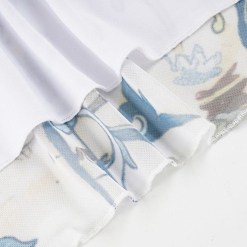 Retro Print Mid Skirt GPKJ MR49298