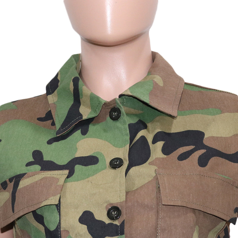 Camouflage Print Lapel Sleeveless Vest SH 390511