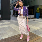 Fashion Print Cardigan Baseball Jacket Coat FSXF 529