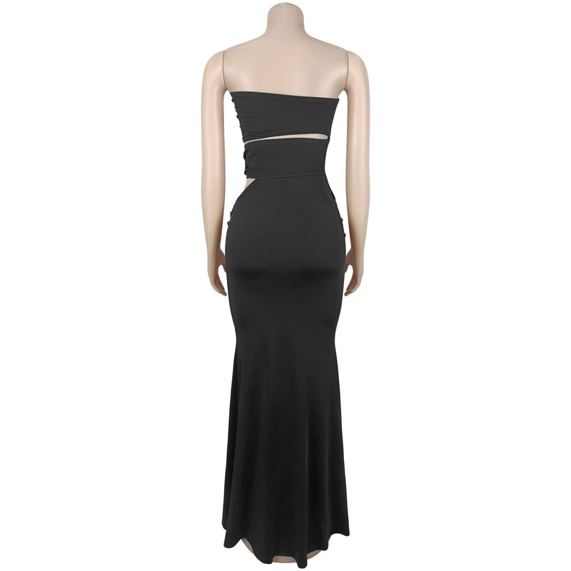 Solid Color Hollow Out Tube Top Dess BY 7760
