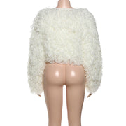 Solid Color Long Sleeve Tassel Tops Coats GZJQ W25L84137