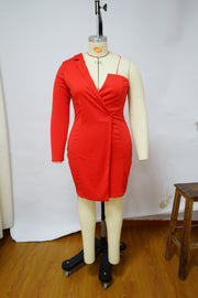 Plus Size Sexy One Shoulder Bodycon Dress NNWF 7629