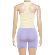 Solid Color Sleeveless TightVest Romper 2 Piece Set GZJQ K6S10685A