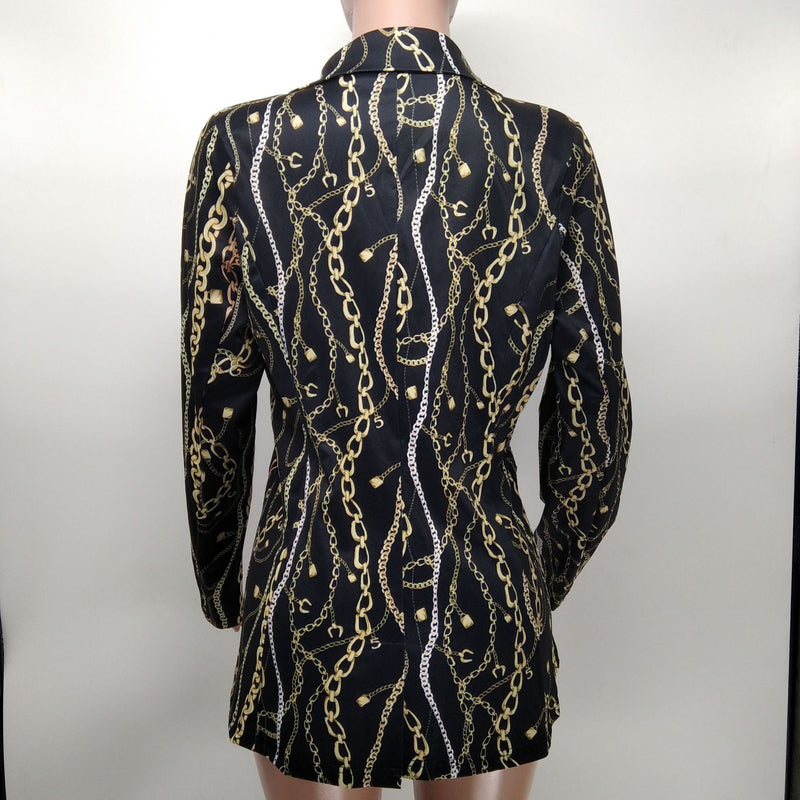 Casual Print Long Sleeve Blazer XMY 9393